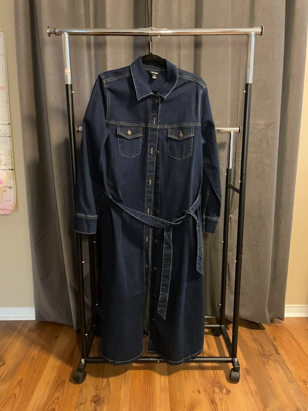 Denim Button Front Dress - Picture 1 of 3